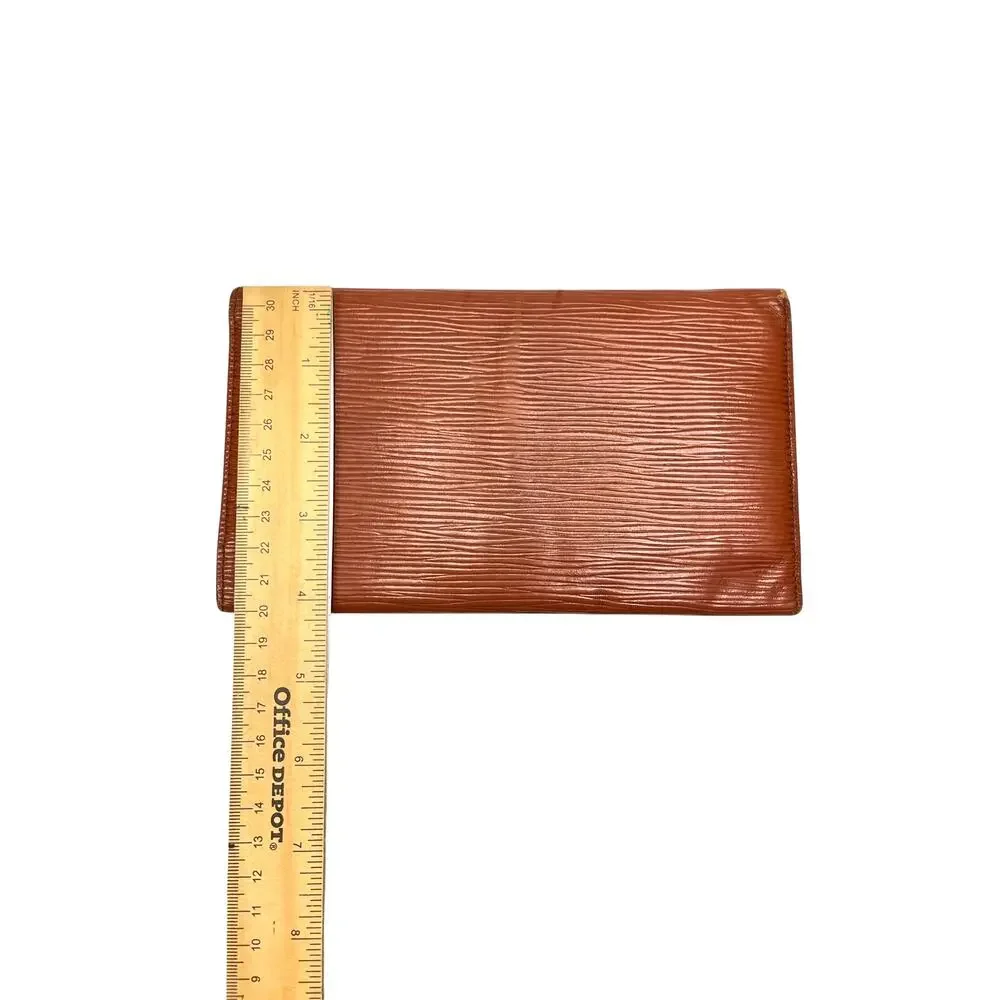 Louis Vuitton Vintage Epi Leather Long Continental Wallet Brown Cognac 90's